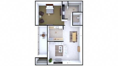 1 Bedroom 1 Bath Floor Plan